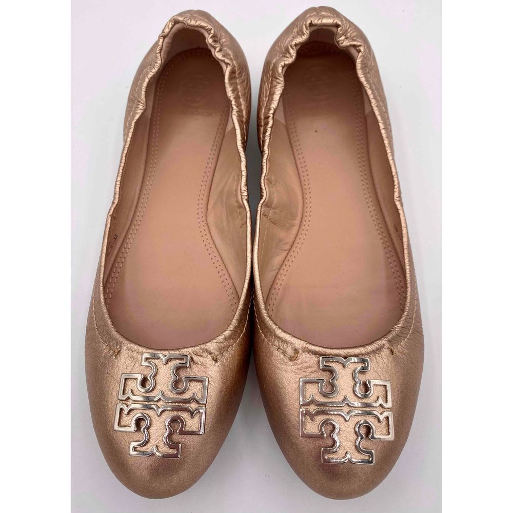 Tory Burch Melinda Ballet Almond Toe Leather Gold 22158582.78 Flat Size 8.5